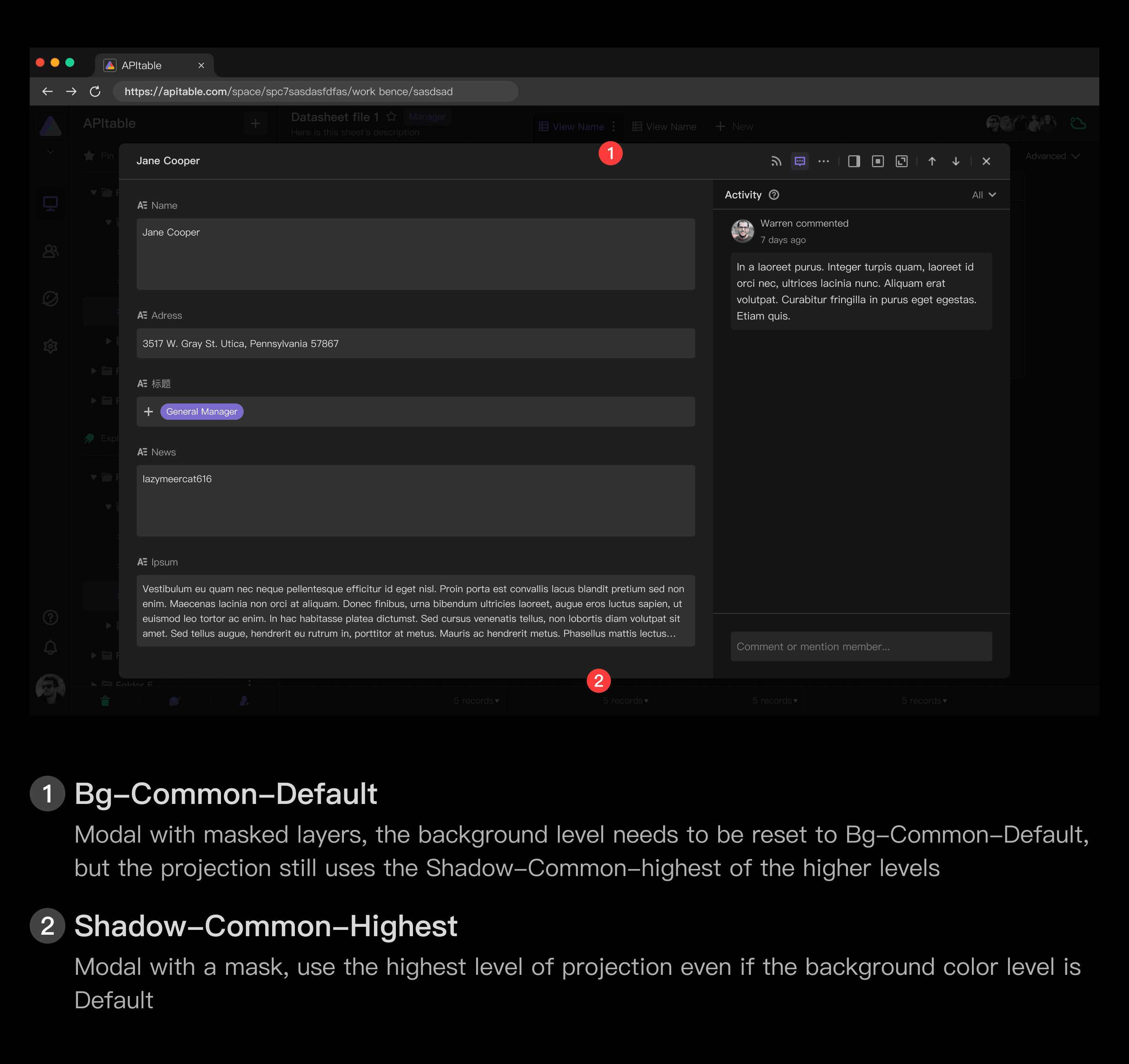 Top layer projection